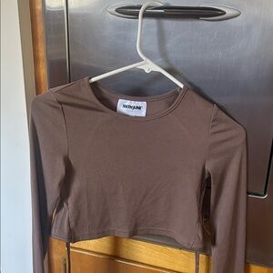 Brown Long Sleeve Crop Top —. Sixth June designed in Paris.